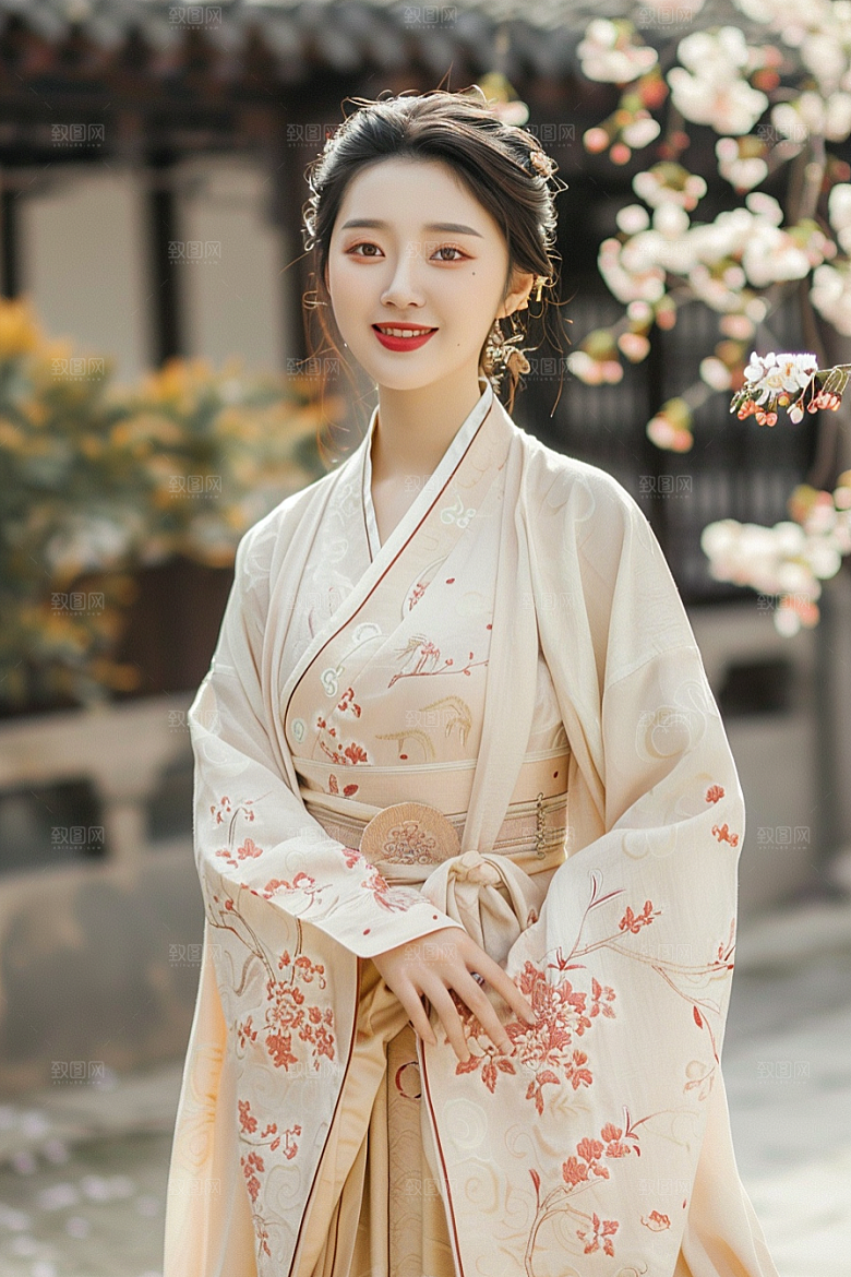 花卉汉服人物唯美古风摄影图