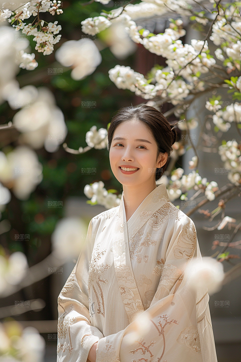 花卉汉服人物古风中国风摄影图
