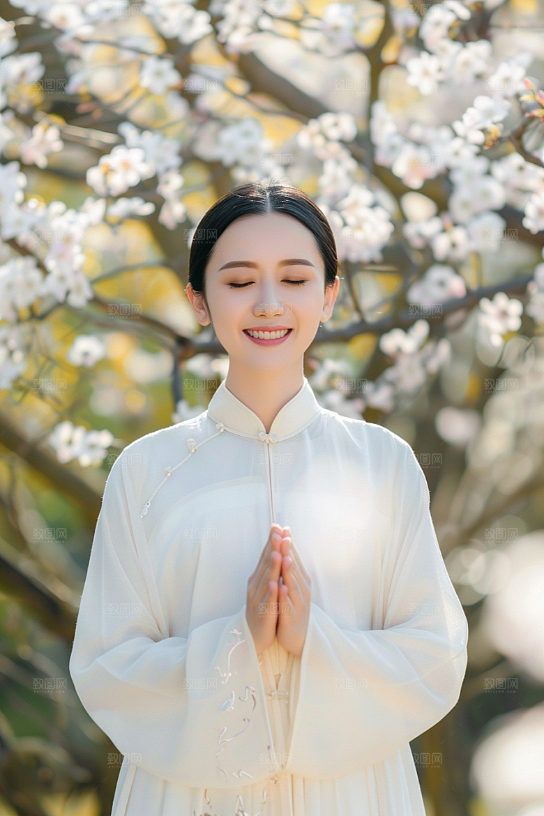 花卉汉服人物中式浪漫摄影图