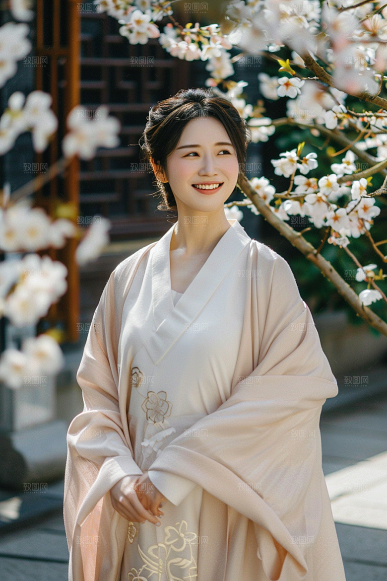 花卉汉服人物浪漫唯美摄影图