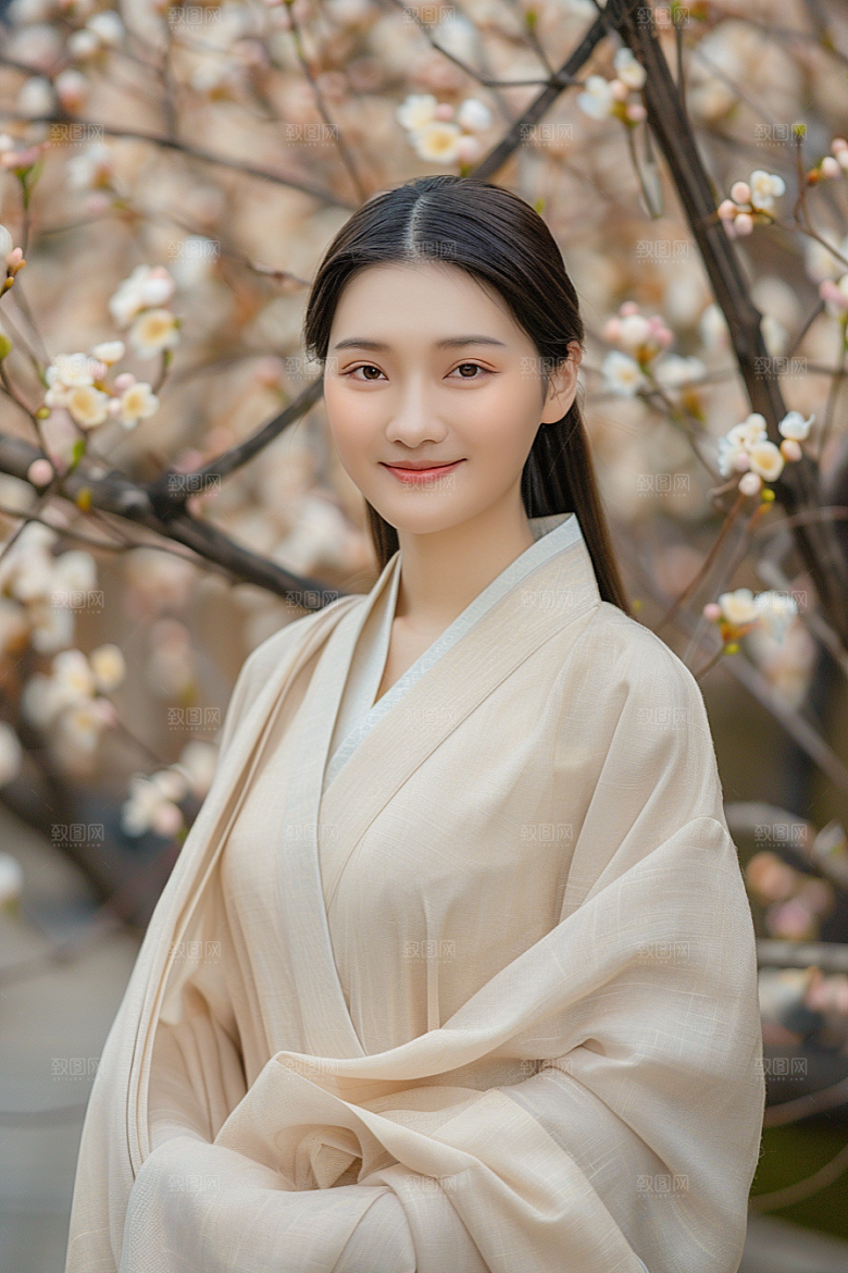 花卉汉服人物古风唯美摄影图