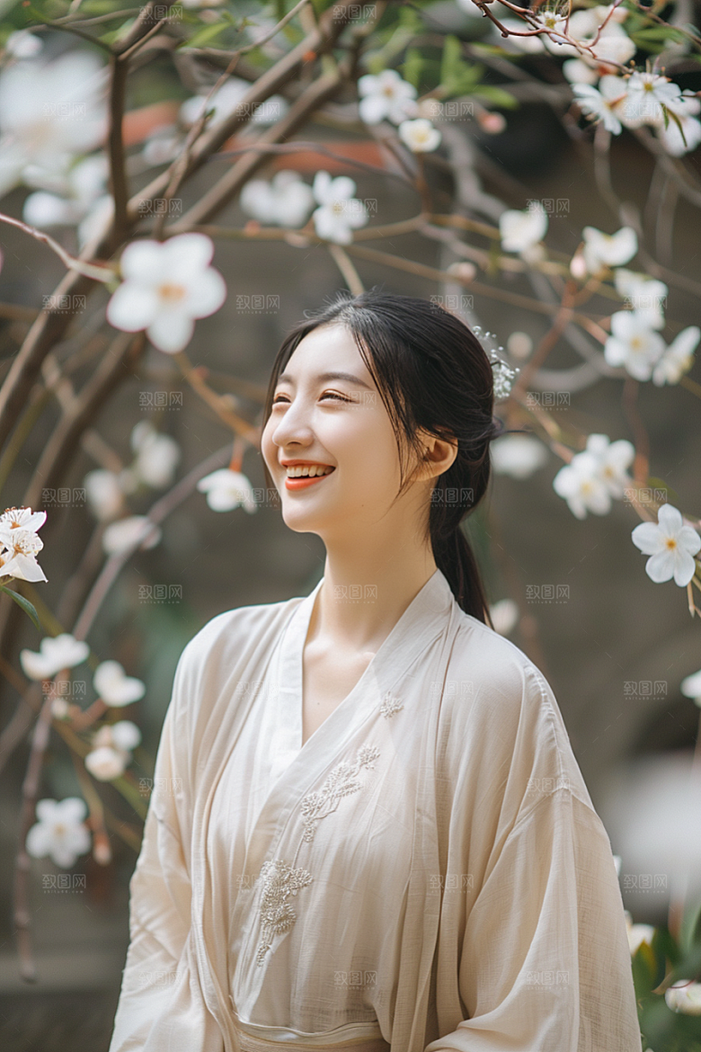 花卉汉服人物古风唯美摄影图