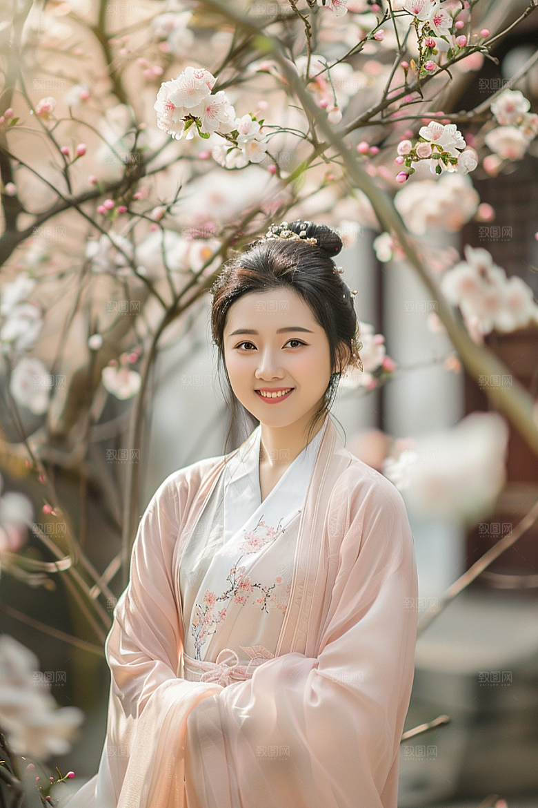 花卉汉服人物高清美女摄影图
