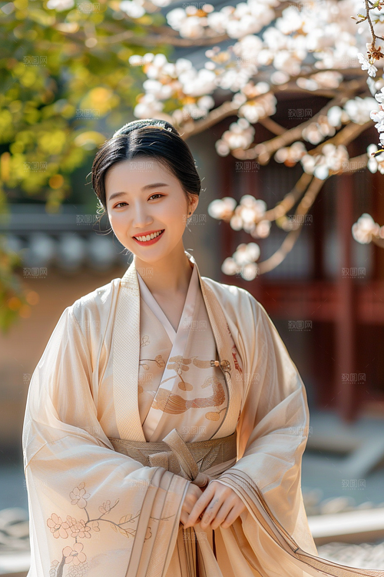 花卉汉服人物浪漫唯美摄影图