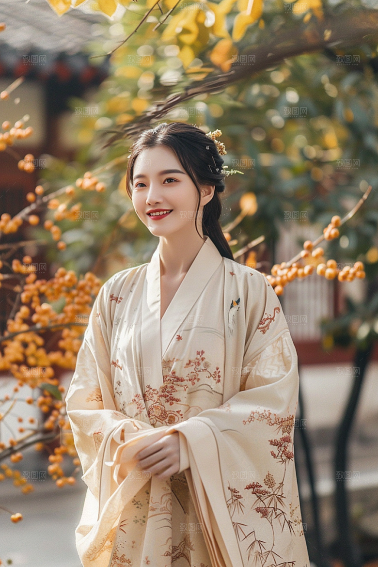 花卉汉服人物唯美古风摄影图