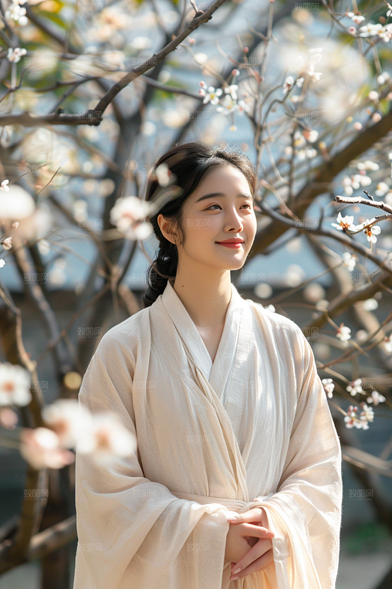 花卉汉服人物高清美女摄影图