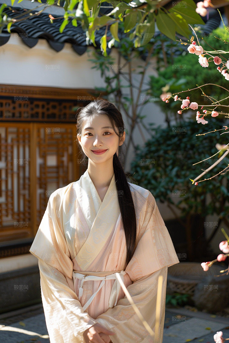花卉汉服人物古风写真摄影图
