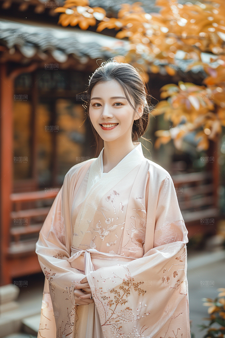 花卉汉服人物美景唯美摄影图