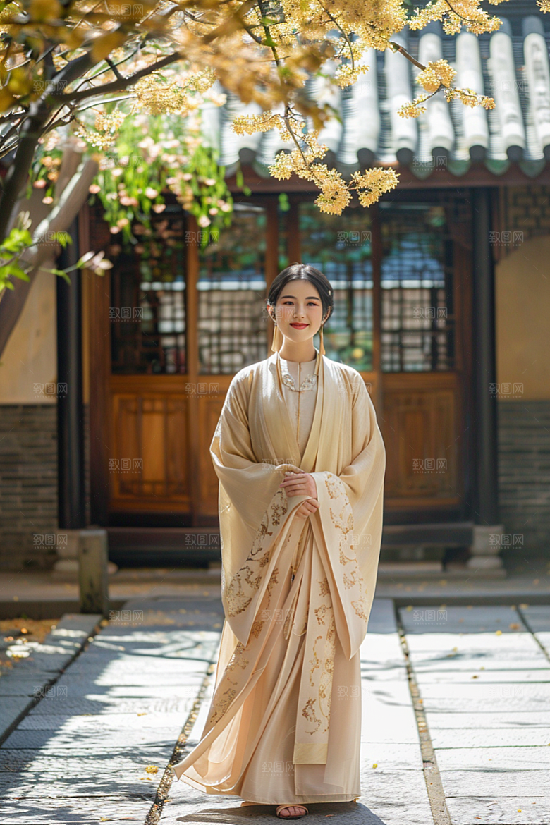 花卉汉服人物唯美写真摄影图