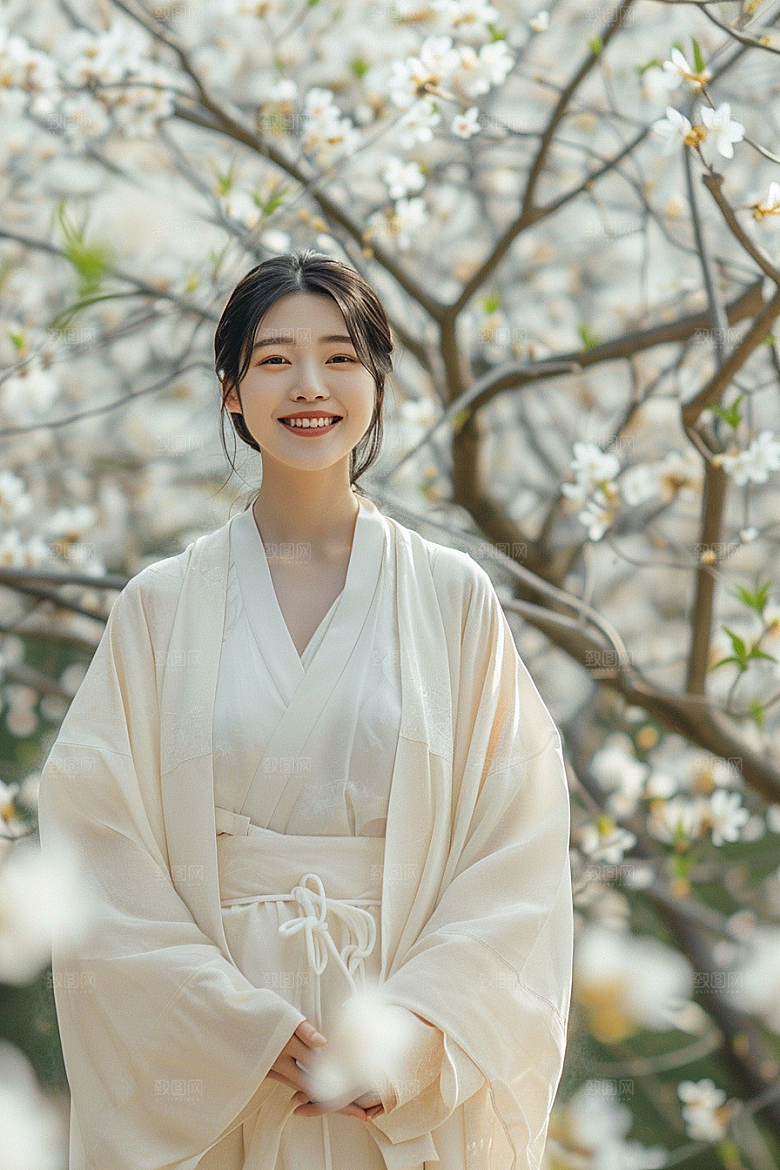 花卉汉服人物唯美古风摄影图
