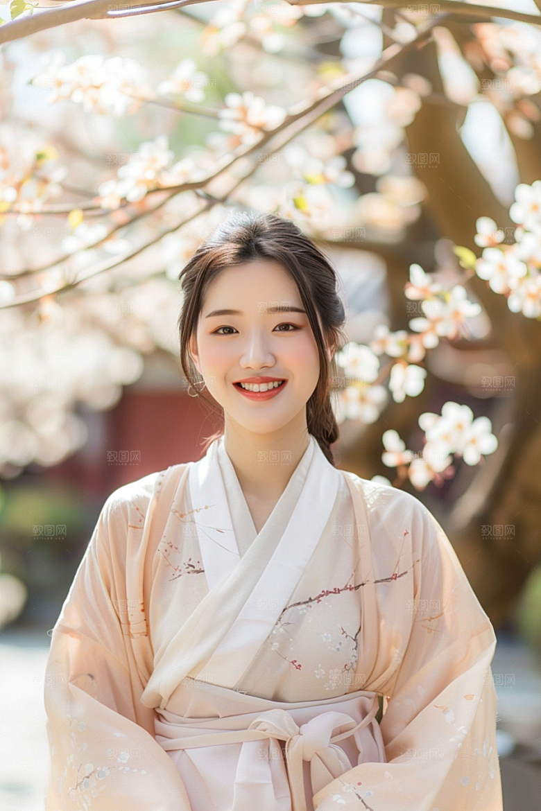 花卉汉服人物人像浪漫摄影图