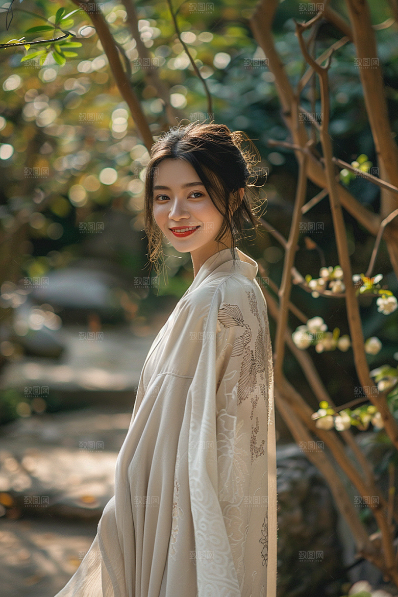 花卉汉服人物写真古风摄影图