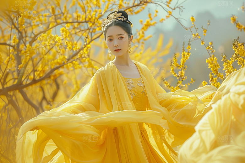 花卉汉服人物唯美唯美摄影图