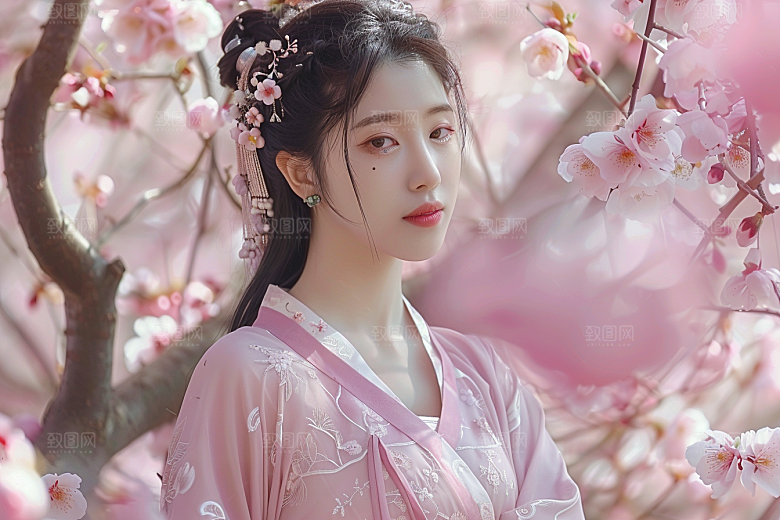 花卉汉服人物古风高清摄影图