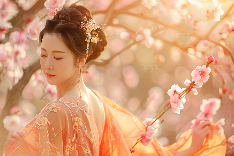 花卉汉服人物高清人像摄影图