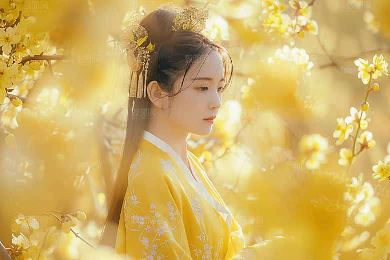 花卉汉服人物高清人像摄影图