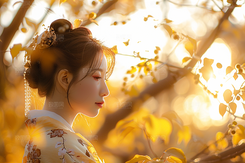 花卉汉服人物唯美写真摄影图
