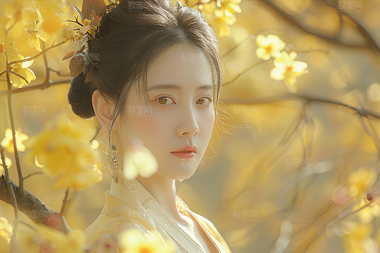花卉汉服人物古风唯美摄影图