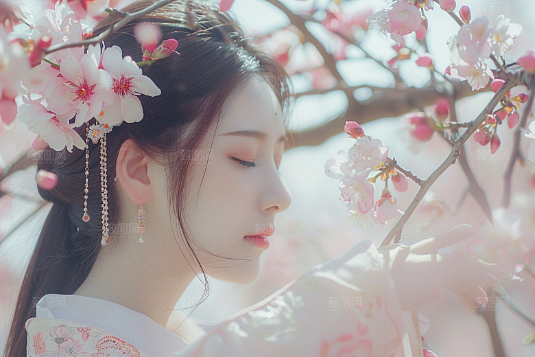 花卉汉服人物古风唯美摄影图