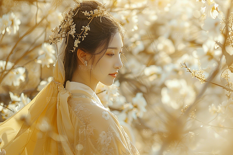 花卉汉服人物美景美女摄影图