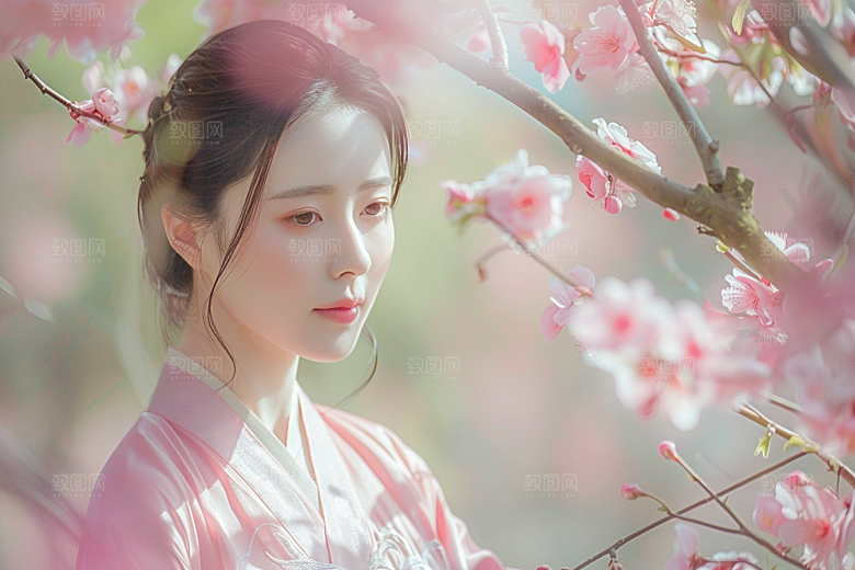 花卉汉服人物写真美女摄影图