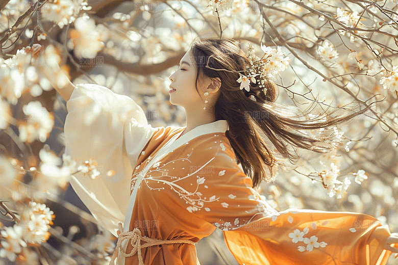 花卉汉服人物高清中国风摄影图