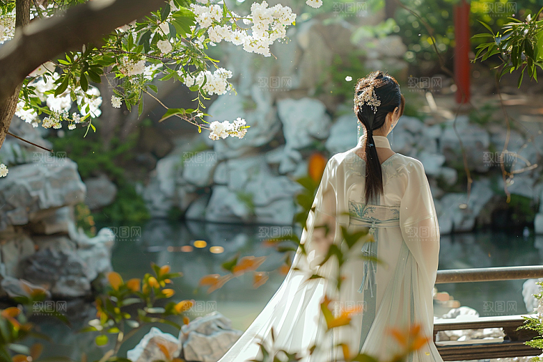 花卉汉服人物写真唯美摄影图