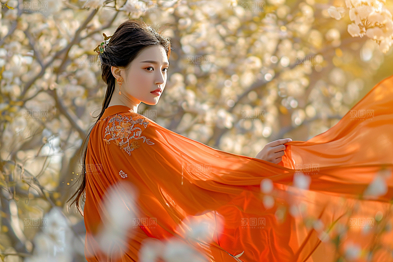 花卉汉服人物古风高清摄影图