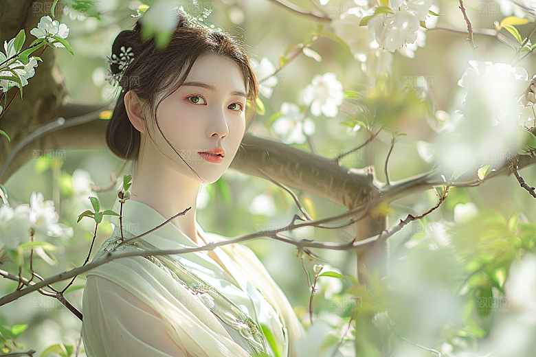 花卉汉服人物美女浪漫摄影图