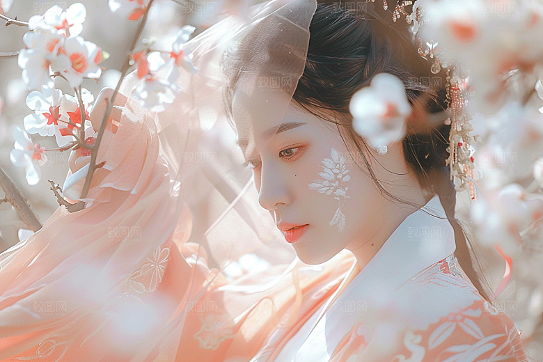 花卉汉服人物高清古风摄影图