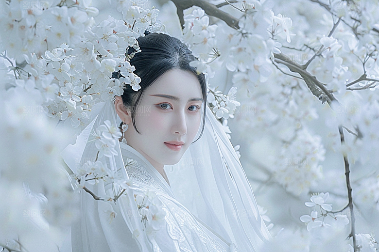 花卉汉服人物高清美女摄影图