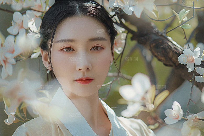 花卉汉服人物古风中国风摄影图
