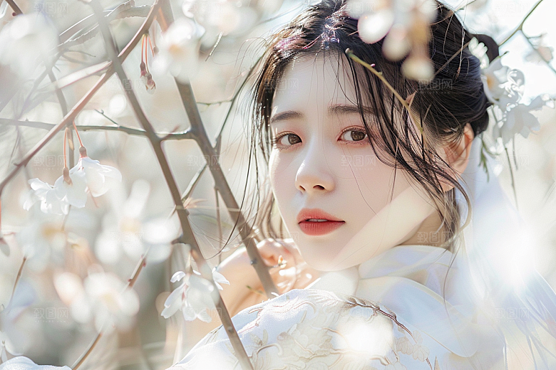 花卉汉服人物古风唯美摄影图