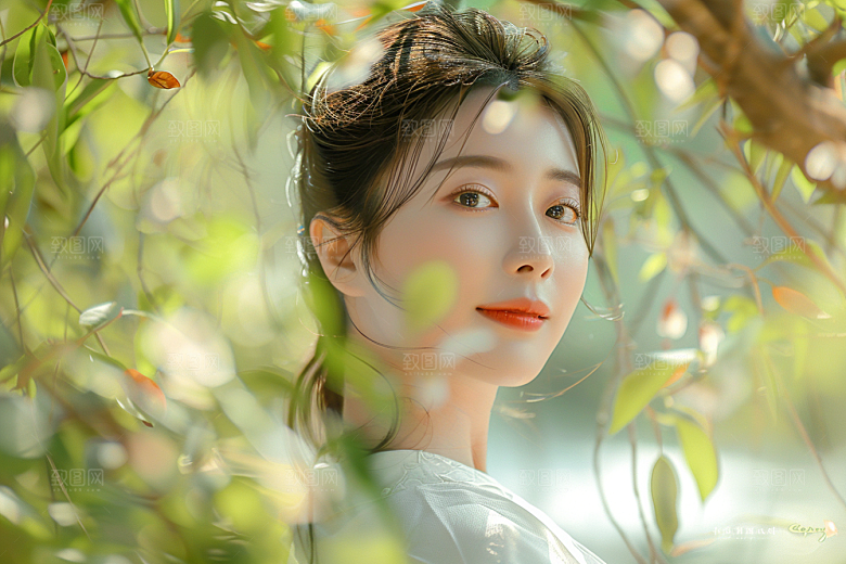 花卉汉服人物浪漫中国风摄影图