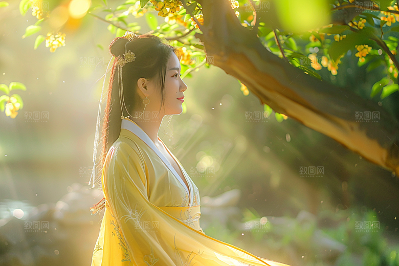 花卉汉服人物高清中国风摄影图