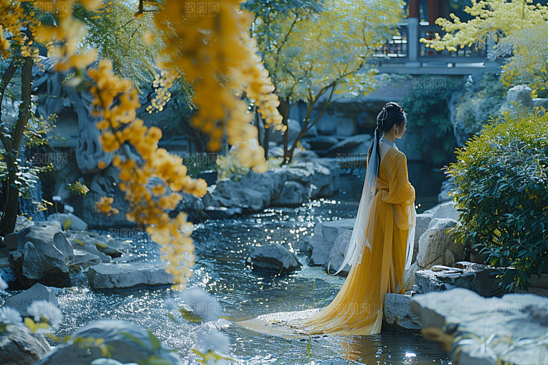 花卉汉服人物高清唯美摄影图