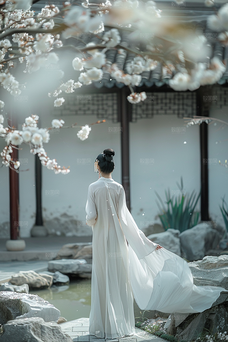 花卉汉服人物唯美中式摄影图