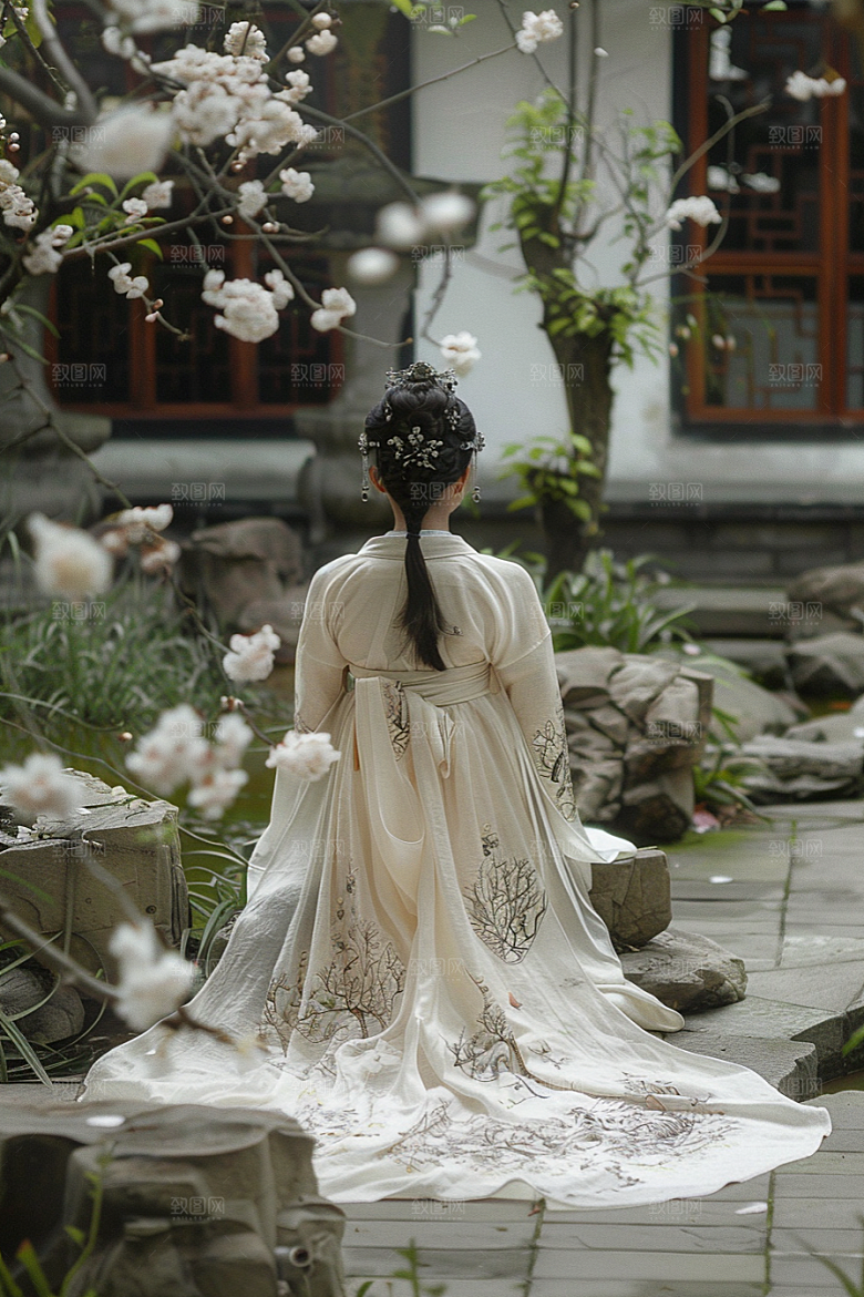 花卉汉服人物浪漫美女摄影图