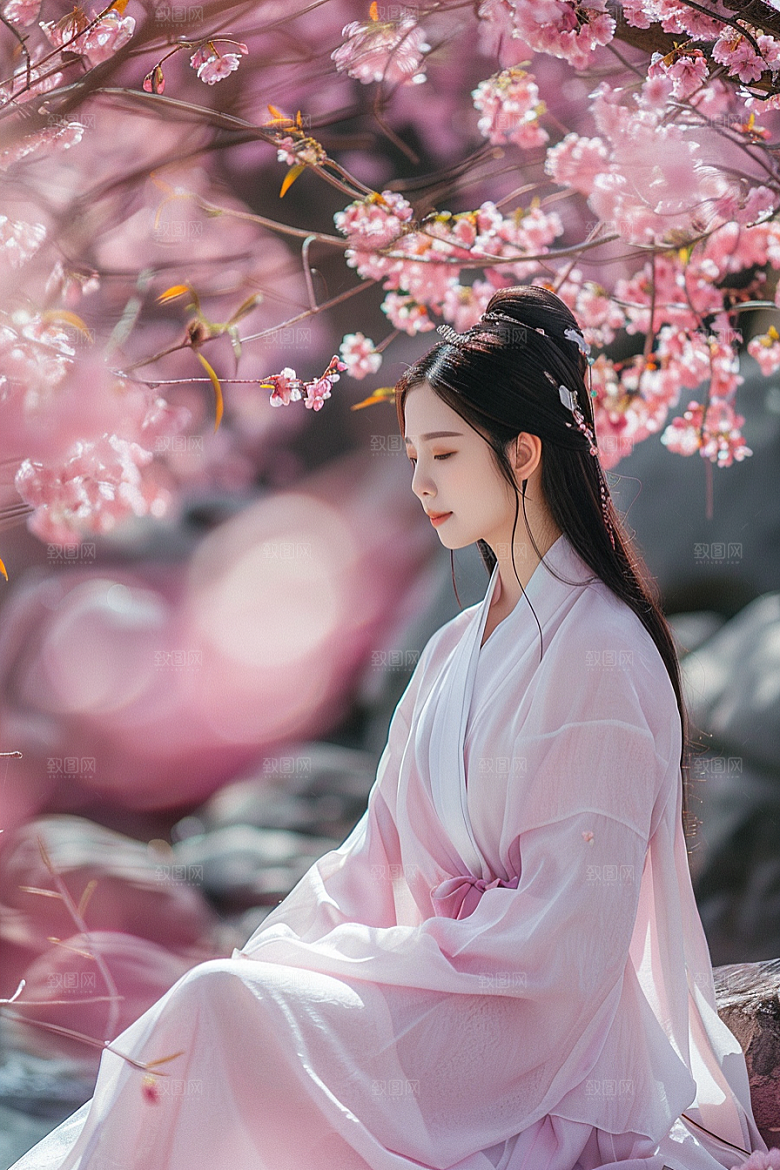 花卉汉服人物高清古风摄影图