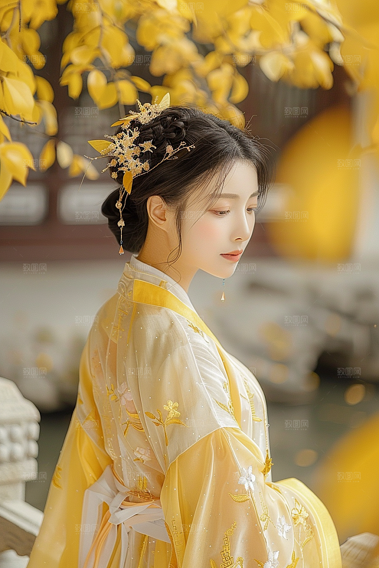 花卉汉服人物唯美中式摄影图