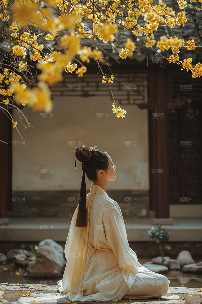 花卉汉服人物美女唯美摄影图