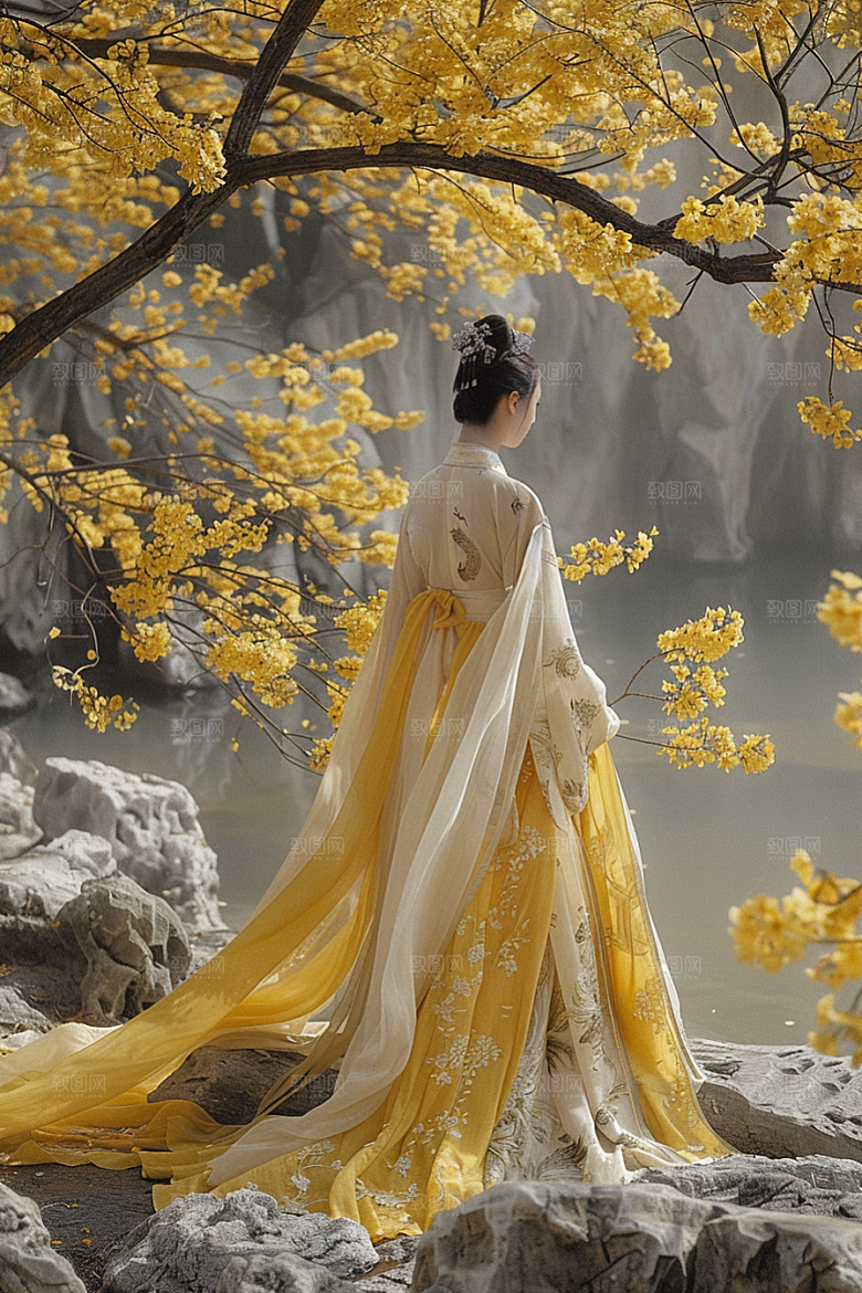花卉汉服人物唯美写真摄影图