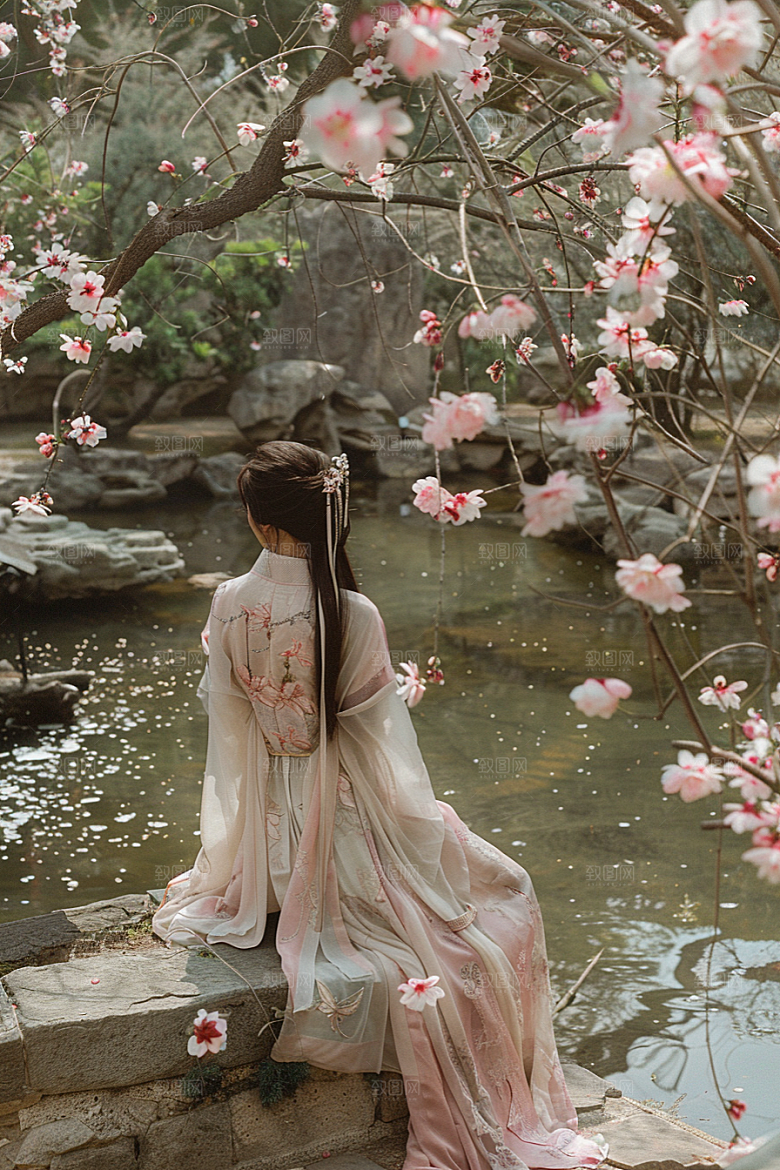 花卉汉服人物美景美女摄影图