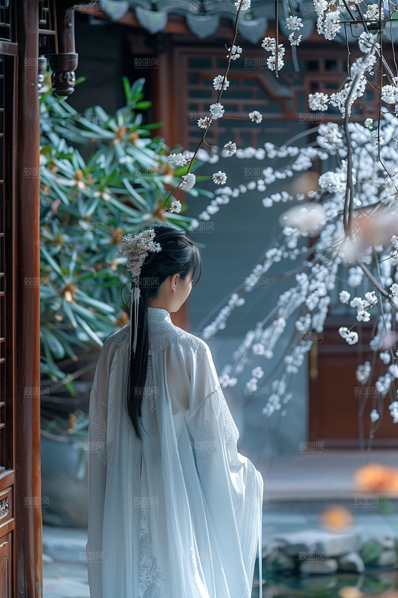 花卉汉服人物写真唯美摄影图