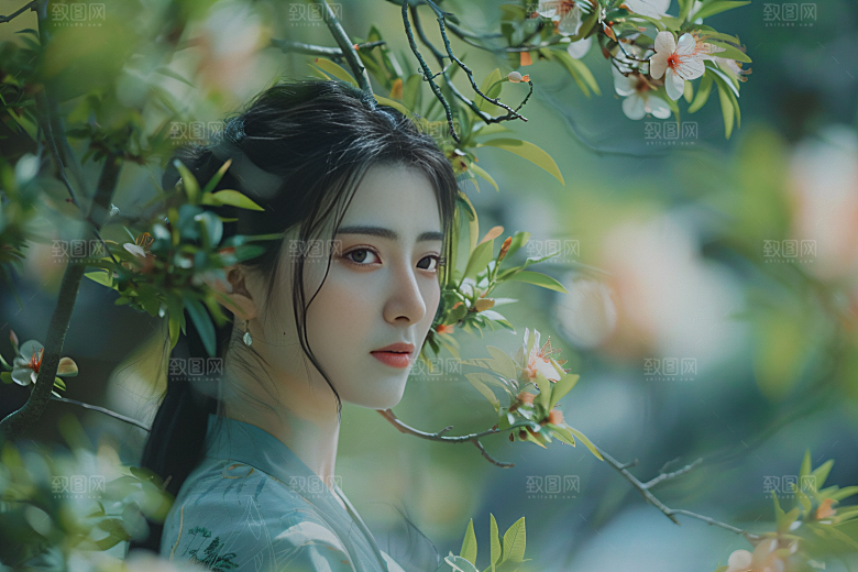 花卉汉服人物古风唯美摄影图