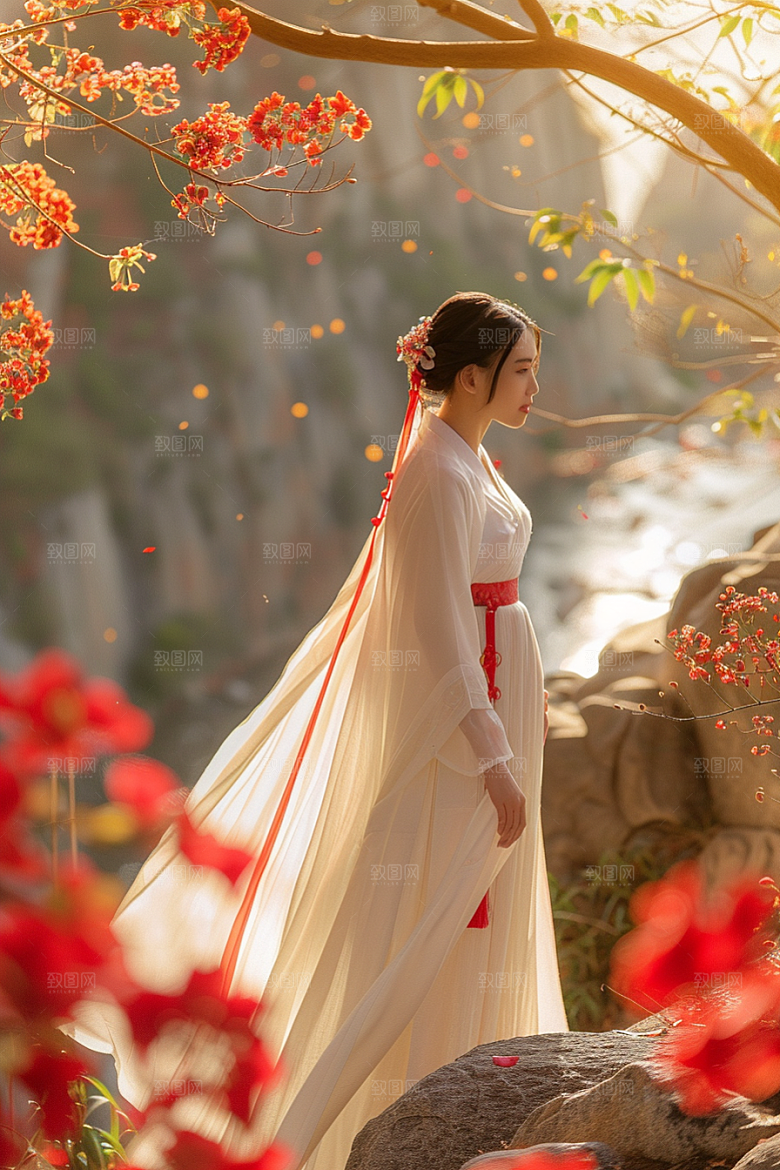 花卉汉服人物高清古风摄影图