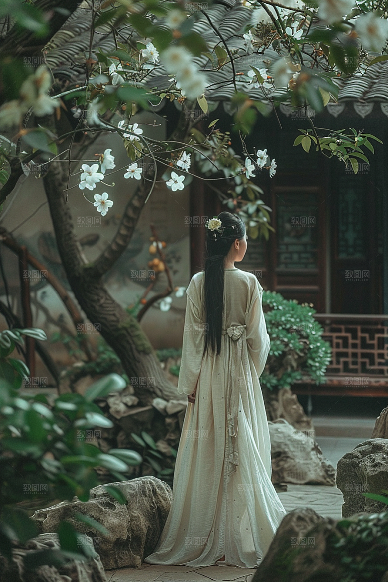 花卉汉服人物古风唯美摄影图