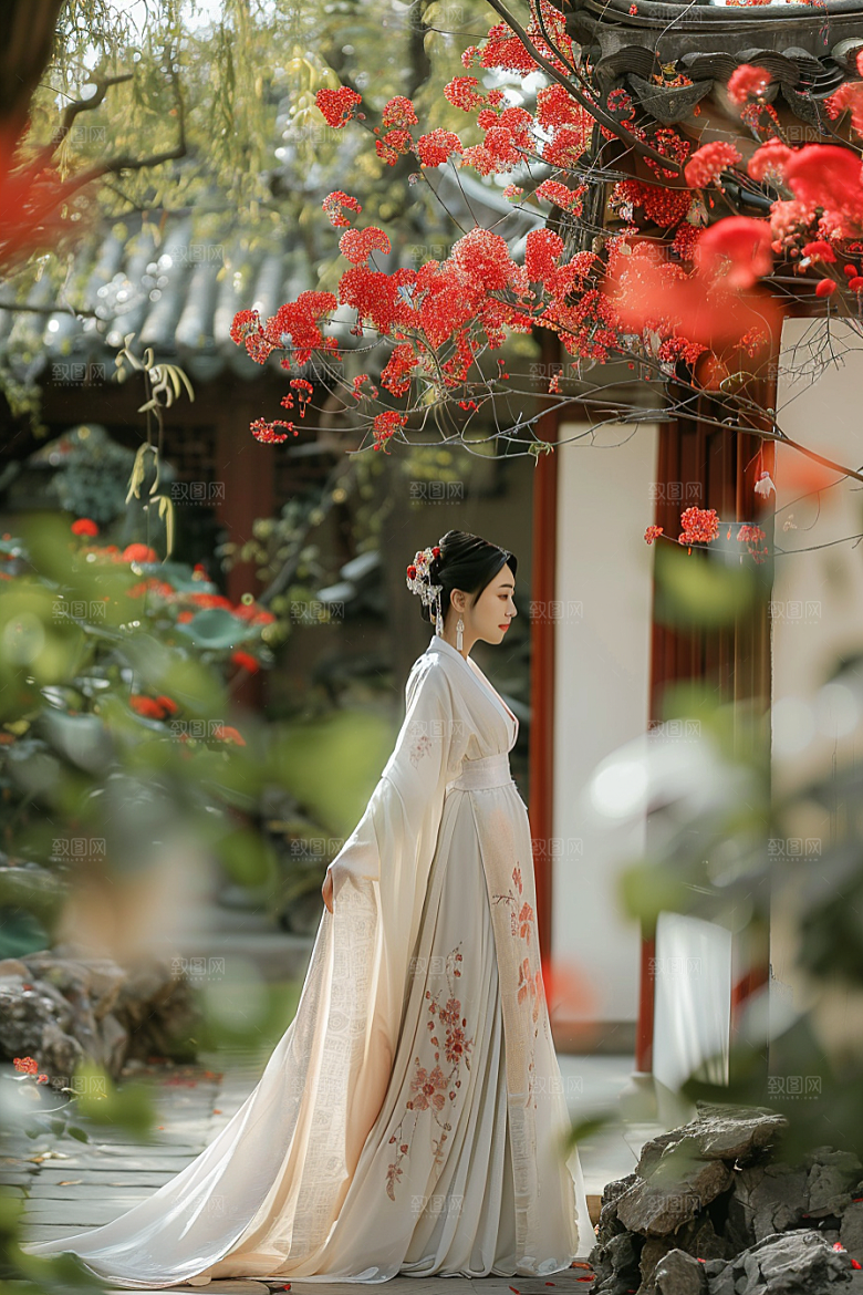花卉汉服人物高清人像摄影图