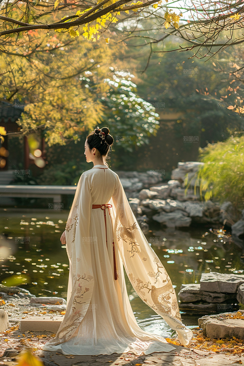 花卉汉服人物人像唯美摄影图