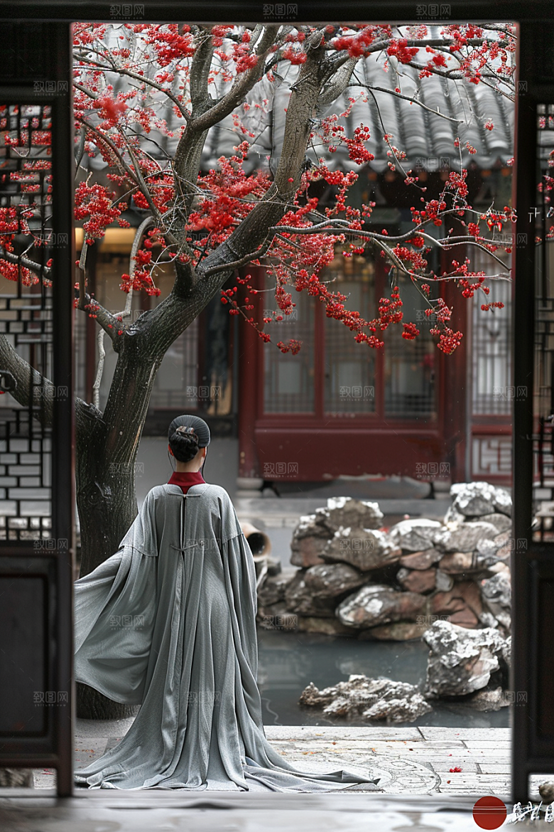 花卉汉服人物古风唯美摄影图